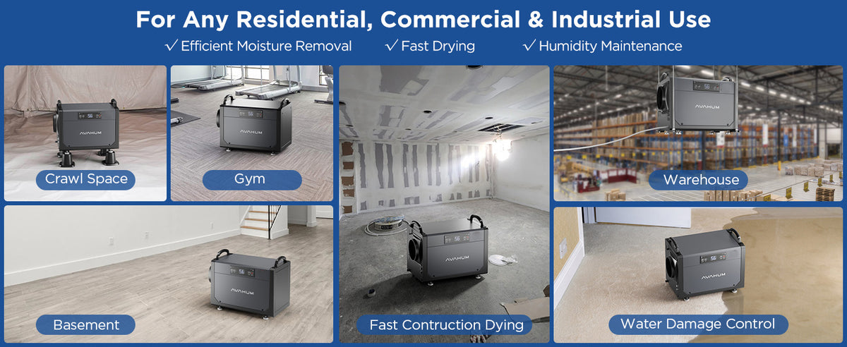 AVAHUM 120 Pints Crawl Space Dehumidifier for Basement, Commercial Dehumidifier with Drainage Hose, Coverage Area 3500 Sq.ft