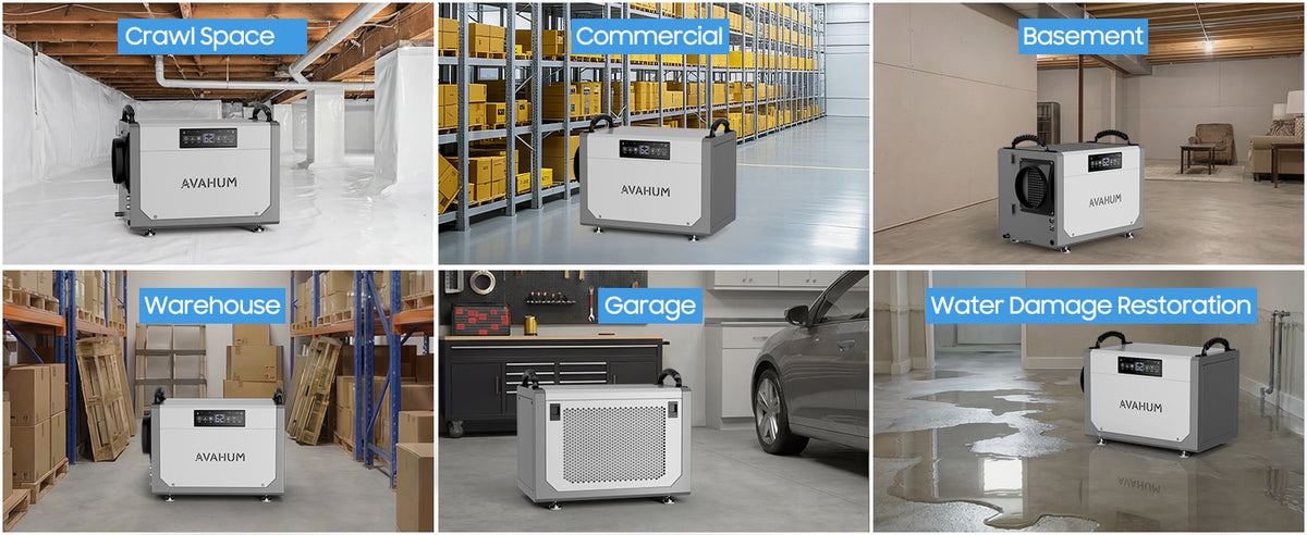 AVAHUM 113 Pints Crawl Space Dehumidifier with Pump, Commercial Dehumidifier with Drainage Hose, Coverage Area 3500 Sq.ft