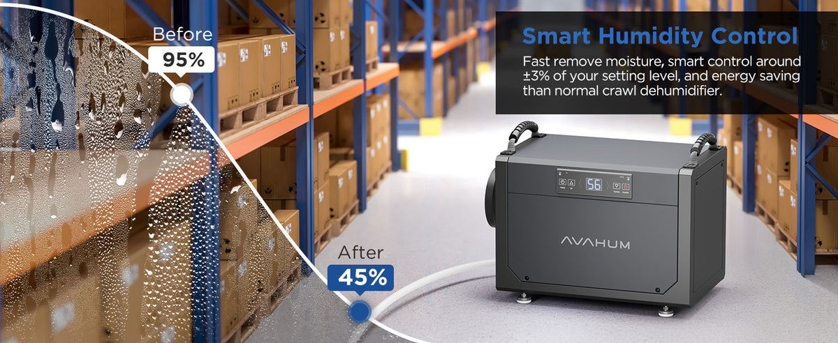 AVAHUM 120 Pints Crawl Space Dehumidifier for Basement, Commercial Dehumidifier with Drainage Hose, Coverage Area 3500 Sq.ft