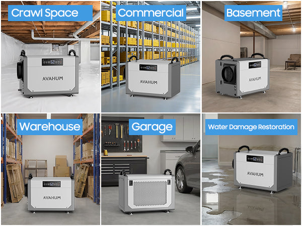 AVAHUM 113 Pints Crawl Space Dehumidifier with Pump, Commercial Dehumidifier with Drainage Hose, Coverage Area 3500 Sq.ft