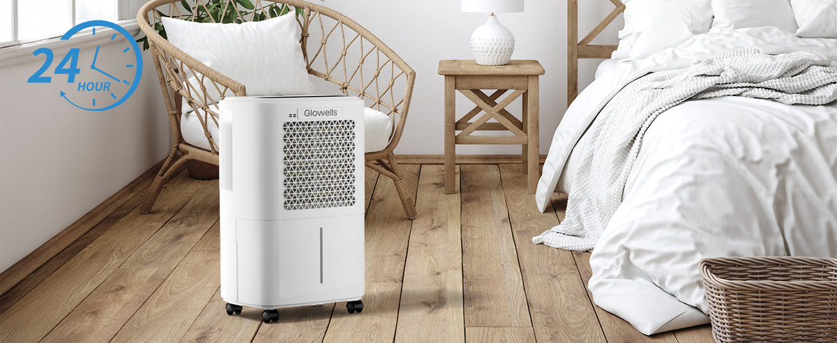 Glowells 2500 Sq.Ft Dehumidifiers for Home Basement with Drain Hose, 34 Pints Large Room Dehumidifier Portable with Smart Humidity Control, 3 Opeartion Modes for RV, Bathroom, Bedroom