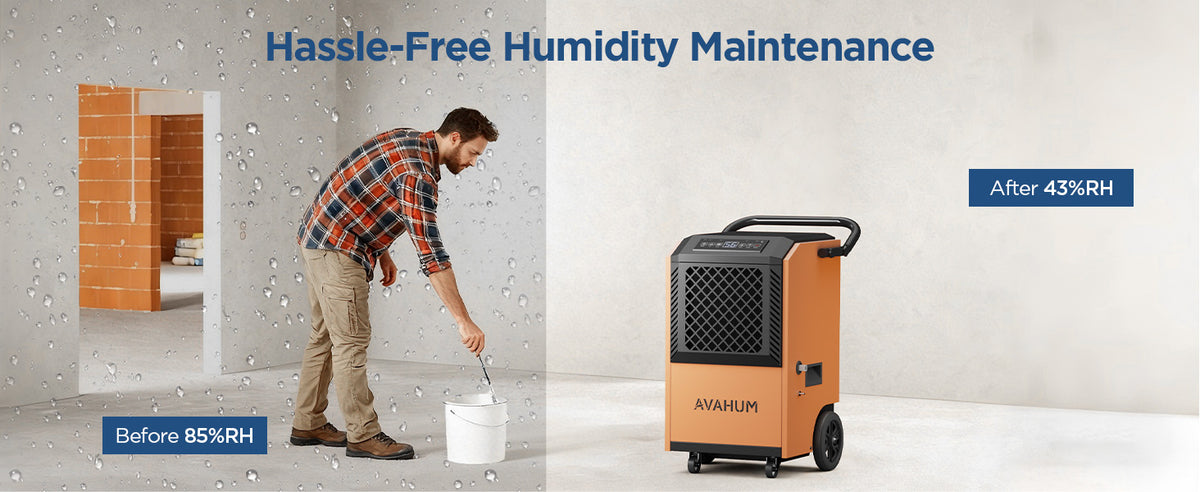 AVAHUM 160 Pints Commercial Dehumidifier with Pump and Drain Hose for Basements, Heavy Duty Commercial Grade Dehumidifiers for Large Spaces, Warehouse, Industry Water Damage Unit, Auto Defrost