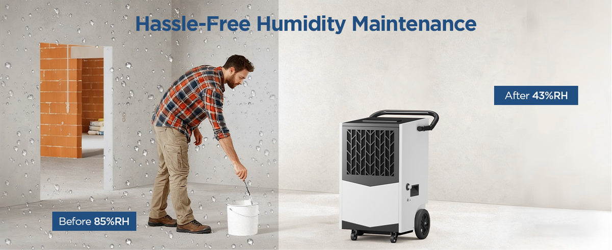 AVAHUM Commercial Dehumidifier, 160 Pints Large Dehumidifier with Pump Drain Hose, Up to 7,500 sq. ft, for Crawl Space, Basement, Warehouse, Water Damage Restoration, Job Sites