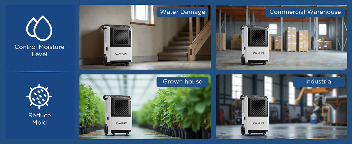 AVAHUM 160 Pints Commercial Dehumidifier with Pump, Drain Hose and Washable Filter Space up to 7500 Sq. Ft, for Basements, Industrial or Commercial Spaces - 1 Year Quality Coverage