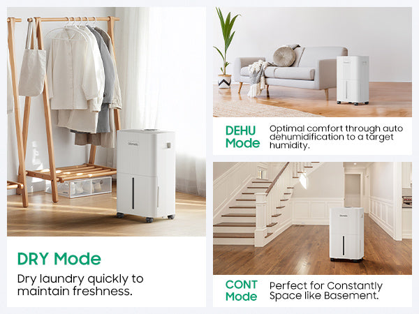 Glowells 1600 Sq.ft Dehumidifiers for Home, 21 Pints Dehumidifier with Drain Hose for Basement, Smart Humidity Control Moisture Removal, 3 Operation Modes for RV, Bathroom, Bedroom