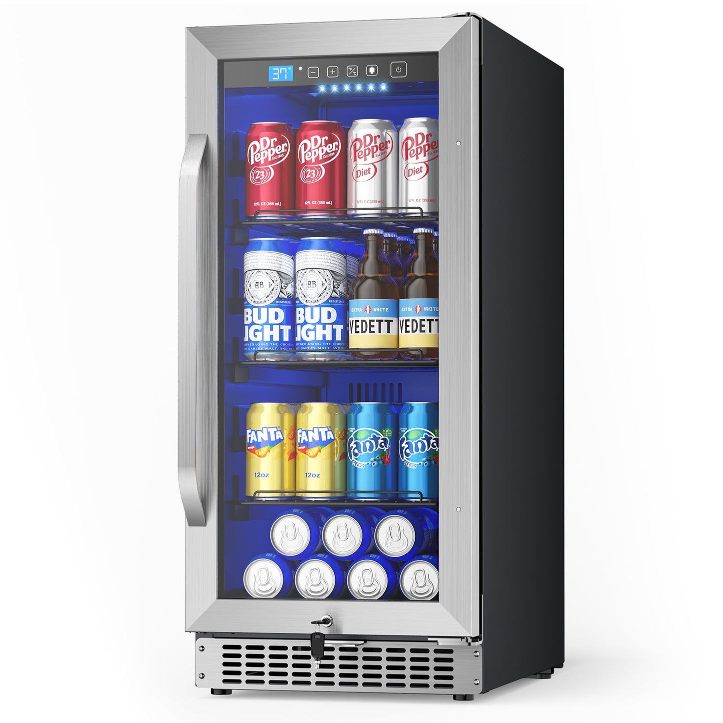 15In Under Counter Beverage Refrigerator, 92Cans Drink Fridge for Kitchen