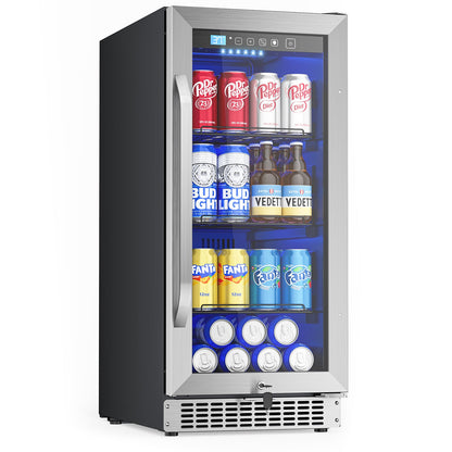 15In Under Counter Beverage Refrigerator, 92Cans Drink Fridge for Kitchen