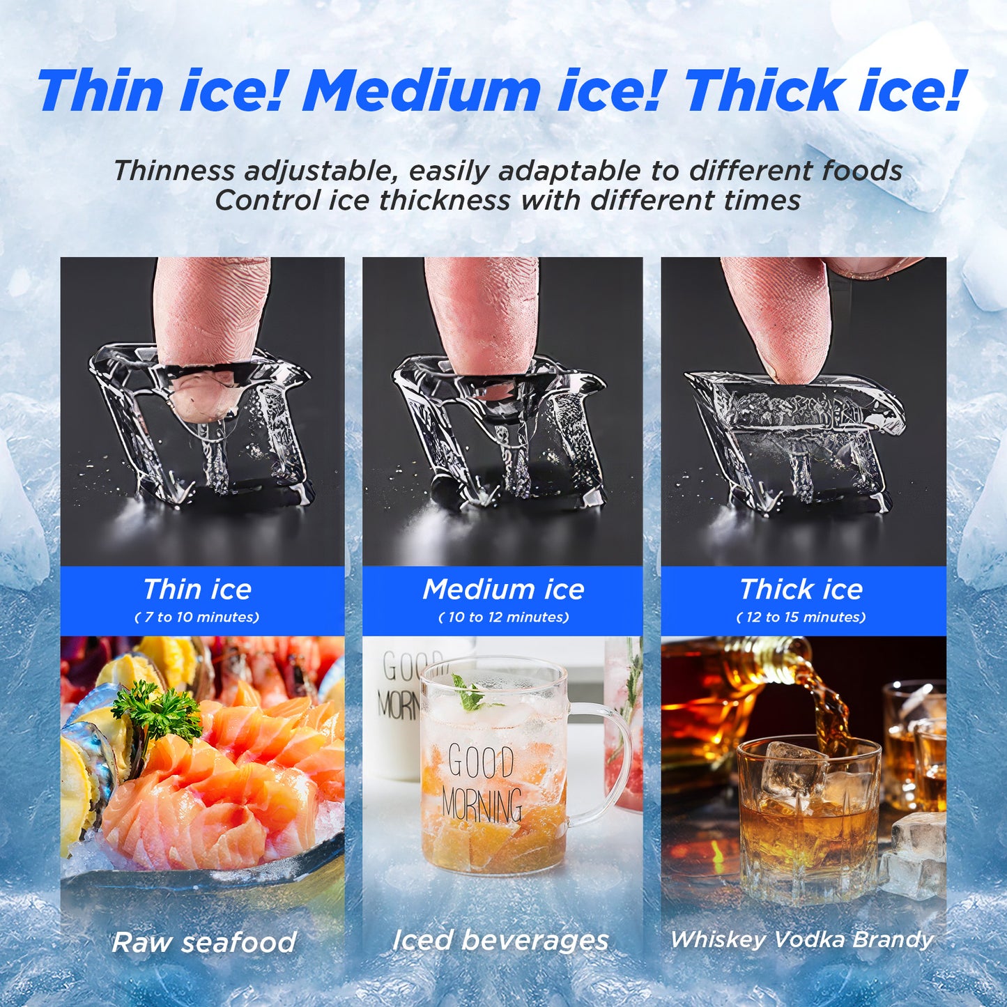 Commercial Ice Maker Machine 400Lbs/24H, Stainless Steel Clear Ice Cube Maker, 400Lbs Large Storage