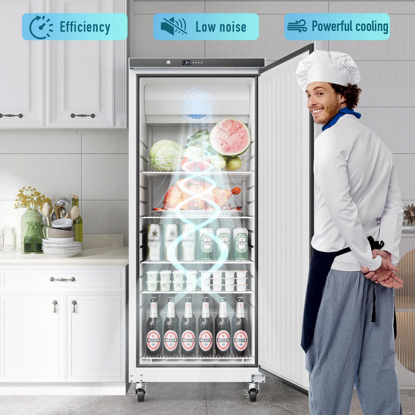 30" Commercial Refrigerator, 115V, 23 Cu.ft Single Door Reach-In Fridge, Freezerless, Fan Cooling