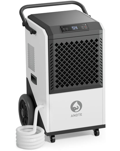 ANDTE 250 Pints Commercial Dehumidifier with Drain Hose, Industrial Dehumidifier for Basements, Garages, and Flood Restoration, Includes 5-Year Warranty