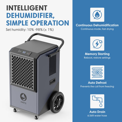 ANDTE 305 Pints Commercial Dehumidifier with Drain Hose, Industrial Dehumidifier for Basements, Coverage Area 3800 Sq.ft