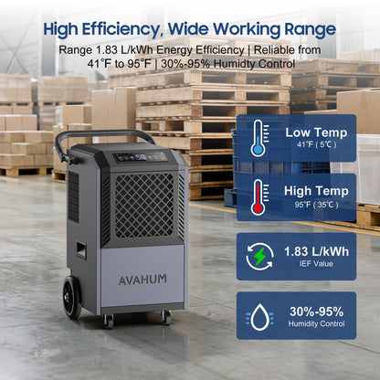 AVAHUM 160 Pints Commercial Dehumidifier With Pump for Basement,Large Dehumidifier for Basement With Drain Hose,Timer and 4 Wheels,Industrial Dehumidifiers for Flood Repair,Drying Basement,Warehouse and Factory