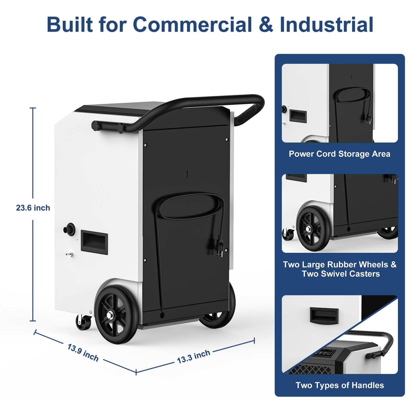 AVAHUM 160 Pints Commercial Dehumidifier with Pump, Drain Hose and Washable Filter Space up to 7500 Sq. Ft, for Basements, Industrial or Commercial Spaces - 1 Year Quality Coverage