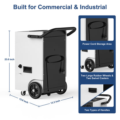 AVAHUM Commercial Dehumidifier, 160 Pints Large Dehumidifier with Pump Drain Hose, Up to 7,000 sq. ft, for Crawl Space, Basement, Warehouse, Water Damage Restoration, Job Sites