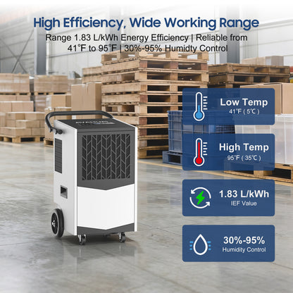 AVAHUM Commercial Dehumidifier, 160 Pints Large Dehumidifier with Pump Drain Hose, Up to 7,000 sq. ft, for Crawl Space, Basement, Warehouse, Water Damage Restoration, Job Sites