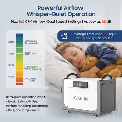 AVAHUM 113 Pints Crawl Space Dehumidifier with Pump, Commercial Dehumidifier with Drainage Hose, Coverage Area 3500 Sq.ft
