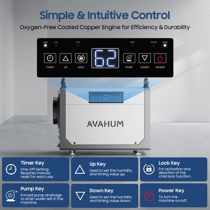 AVAHUM 113 Pints Crawl Space Dehumidifier with Pump, Commercial Dehumidifier with Drainage Hose, Coverage Area 3500 Sq.ft