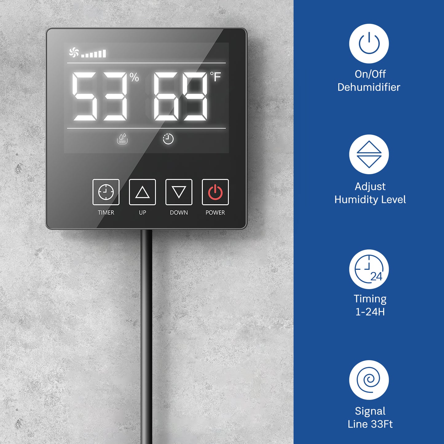 LUBAIR Dehumidifier Extension Control Panel, Wired Controller with A 39 ft Long Cable