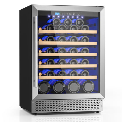 Wine Fridge & Cooler - 24 Inch 54 Bottle Wine Cooler Refrigerator, 41-64°F Dual Zone Wine Refrigerator Glass Door, Built-in or Freestanding Fridge for Home/Bar/Kitchen (5.3 cu.ft)