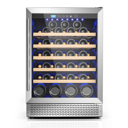 Wine Fridge & Cooler - 24 Inch 54 Bottle Wine Cooler Refrigerator, 41-64°F Dual Zone Wine Refrigerator Glass Door, Built-in or Freestanding Fridge for Home/Bar/Kitchen (5.3 cu.ft)
