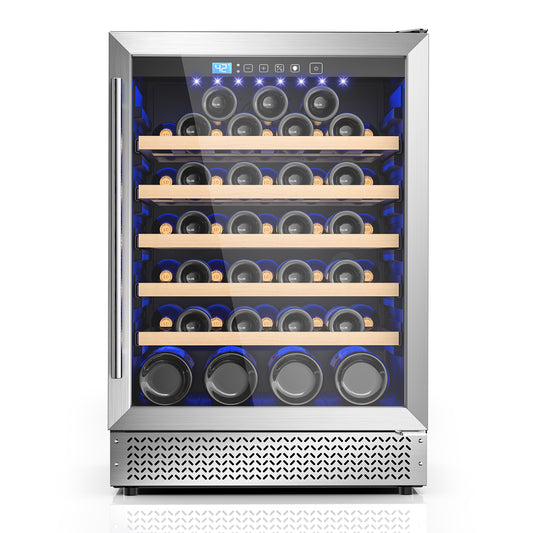 Wine Fridge & Cooler - 24 Inch 54 Bottle Wine Cooler Refrigerator, 41-64°F Dual Zone Wine Refrigerator Glass Door, Built-in or Freestanding Fridge for Home/Bar/Kitchen (5.3 cu.ft)