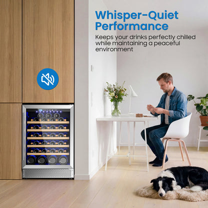 Wine Fridge & Cooler - 24 Inch 54 Bottle Wine Cooler Refrigerator, 41-64°F Dual Zone Wine Refrigerator Glass Door, Built-in or Freestanding Fridge for Home/Bar/Kitchen (5.3 cu.ft)