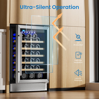 Wine Fridge & Cooler - 24 Inch 54 Bottle Wine Cooler Refrigerator, 41-64°F Dual Zone Wine Refrigerator Glass Door, Built-in or Freestanding Fridge for Home/Bar/Kitchen (5.3 cu.ft)