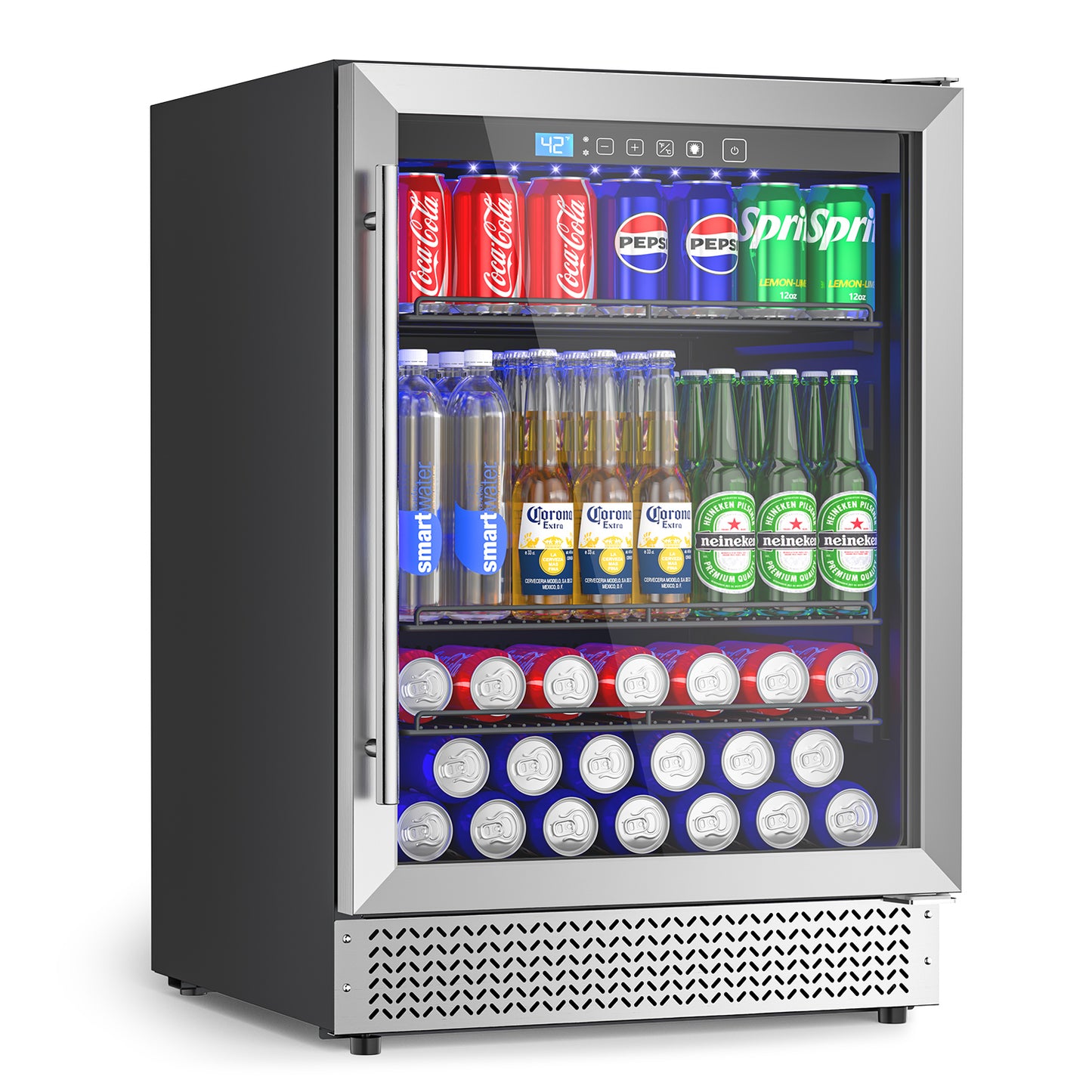 4.9 Cu.ft Beverage Refrigerator and Cooler, 200 Can Mini fridge with Glass Door for Soda Beer Wine, Small Drink Dispenser with Digital Adjustable Thermostat for Home Office Bar