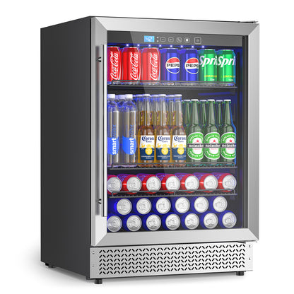 4.9 Cu.ft Beverage Refrigerator and Cooler, 200 Can Mini fridge with Glass Door for Soda Beer Wine, Small Drink Dispenser with Digital Adjustable Thermostat for Home Office Bar
