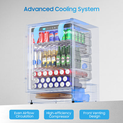 4.9 Cu.ft Beverage Refrigerator and Cooler, 200 Can Mini fridge with Glass Door for Soda Beer Wine, Small Drink Dispenser with Digital Adjustable Thermostat for Home Office Bar