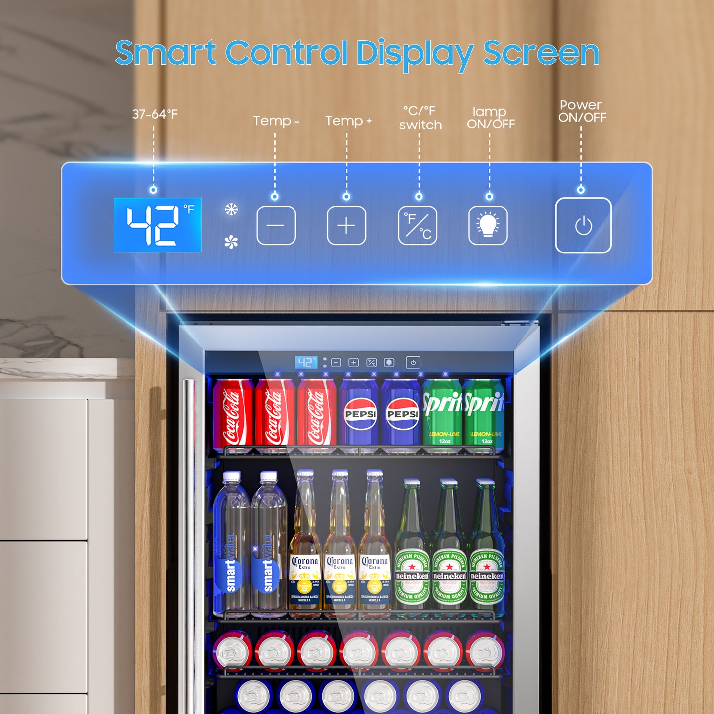 4.9 Cu.ft Beverage Refrigerator and Cooler, 200 Can Mini fridge with Glass Door for Soda Beer Wine, Small Drink Dispenser with Digital Adjustable Thermostat for Home Office Bar