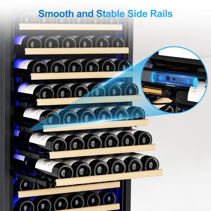 158-Bottle Wine Cooler Refrigerator Suitable for Mixed Bottle Sizes, 24 Inch Wine Refrigerator Freestanding or Built-In, Low Noise Operation