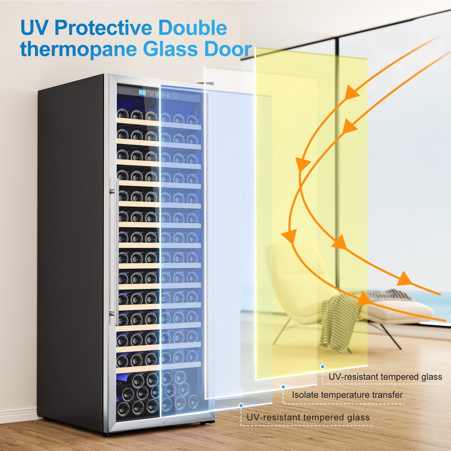 158-Bottle Wine Cooler Refrigerator Suitable for Mixed Bottle Sizes, 24 Inch Wine Refrigerator Freestanding or Built-In, Low Noise Operation