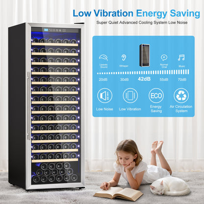158-Bottle Wine Cooler Refrigerator Suitable for Mixed Bottle Sizes, 24 Inch Wine Refrigerator Freestanding or Built-In, Low Noise Operation