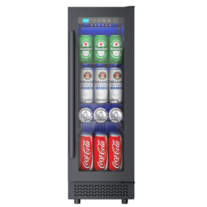 50 Can Beverage Refrigerator Cooler for Cubicle under Desk/Counter Office Camping, 2 Cu.Ft Mini Fridge Beverage Cooler with Glass Door for Water Juices Cola Bottles