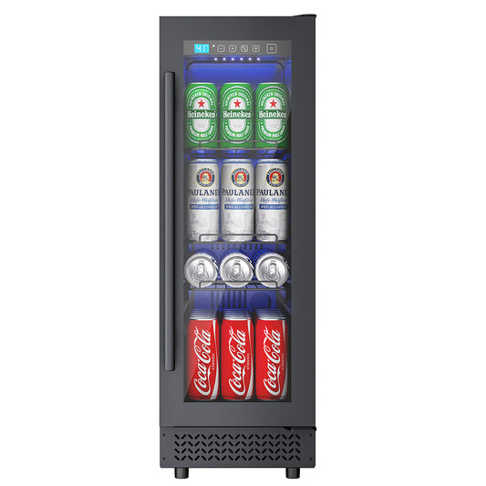 60 Can Beverage Refrigerator Cooler for Cubicle under Desk/Counter Office Camping, 2 Cu.Ft Mini Fridge Beverage Cooler with Glass Door for Water Juices Cola Bottles