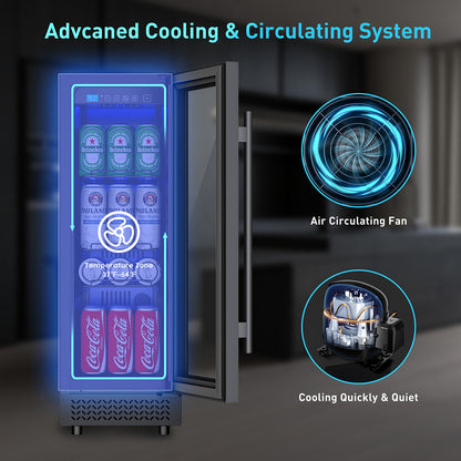 60 Can Beverage Refrigerator Cooler for Cubicle under Desk/Counter Office Camping, 2 Cu.Ft Mini Fridge Beverage Cooler with Glass Door for Water Juices Cola Bottles