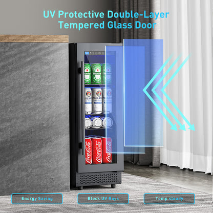 60 Can Beverage Refrigerator Cooler for Cubicle under Desk/Counter Office Camping, 2 Cu.Ft Mini Fridge Beverage Cooler with Glass Door for Water Juices Cola Bottles