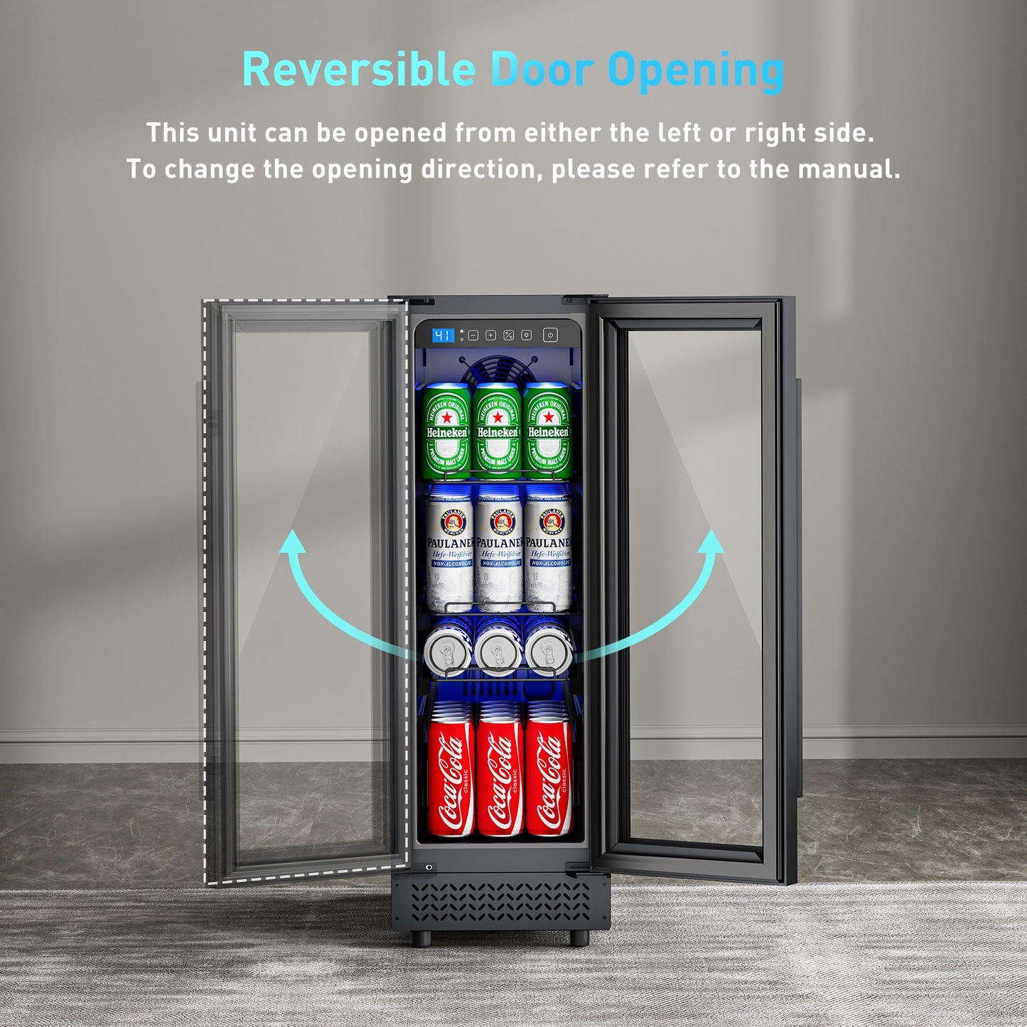 50 Can Beverage Refrigerator Cooler for Cubicle under Desk/Counter Office Camping, 2 Cu.Ft Mini Fridge Beverage Cooler with Glass Door for Water Juices Cola Bottles