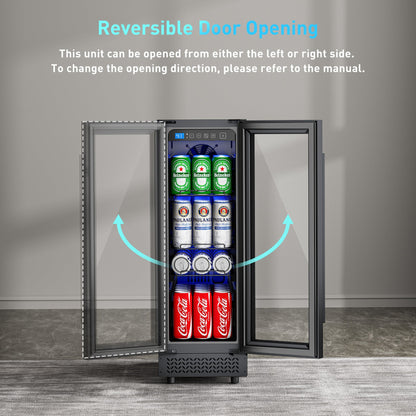 50 Can Beverage Refrigerator Cooler for Cubicle under Desk/Counter Office Camping, 2 Cu.Ft Mini Fridge Beverage Cooler with Glass Door for Water Juices Cola Bottles