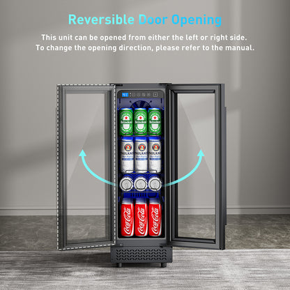 60 Can Beverage Refrigerator Cooler for Cubicle under Desk/Counter Office Camping, 2 Cu.Ft Mini Fridge Beverage Cooler with Glass Door for Water Juices Cola Bottles