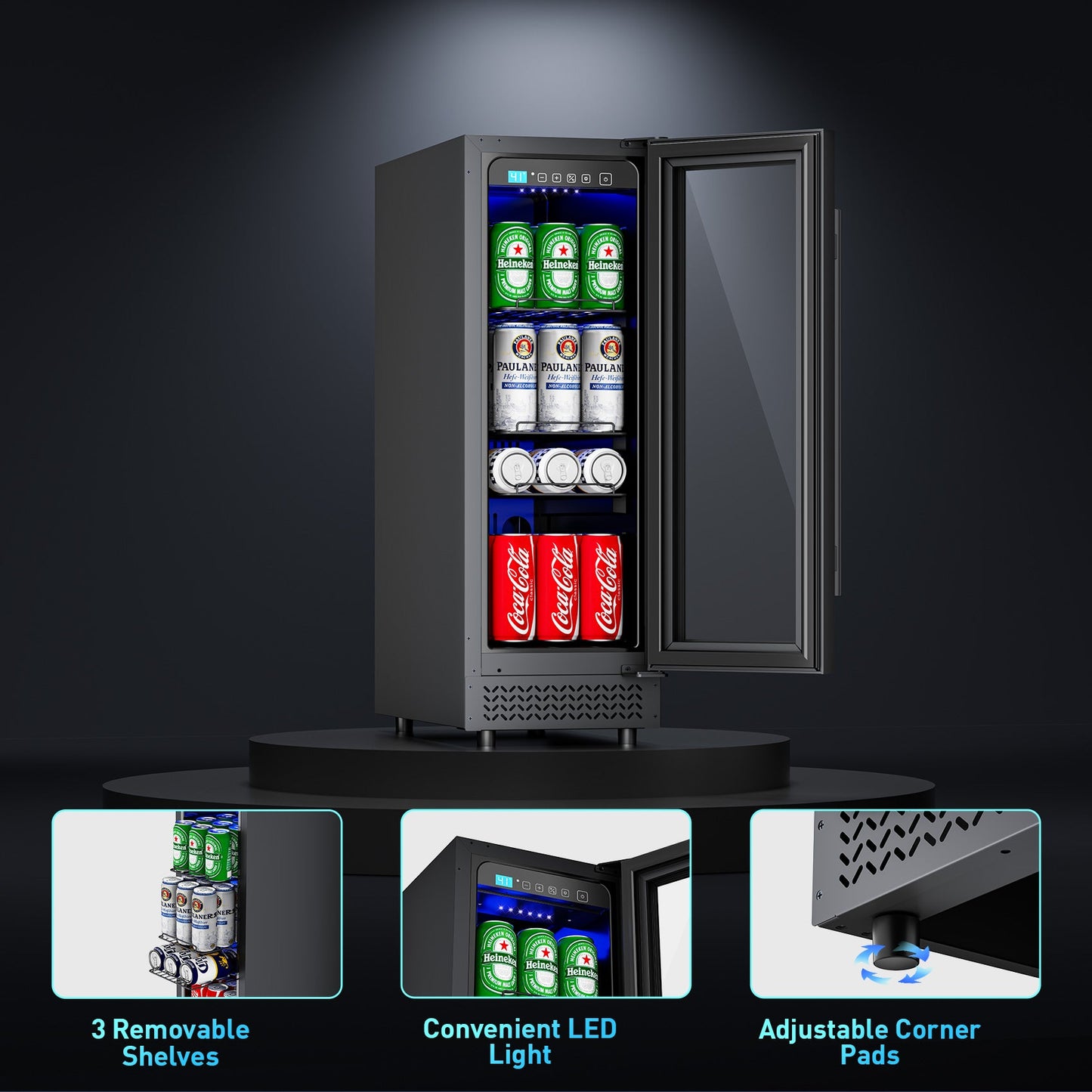 50 Can Beverage Refrigerator Cooler for Cubicle under Desk/Counter Office Camping, 2 Cu.Ft Mini Fridge Beverage Cooler with Glass Door for Water Juices Cola Bottles