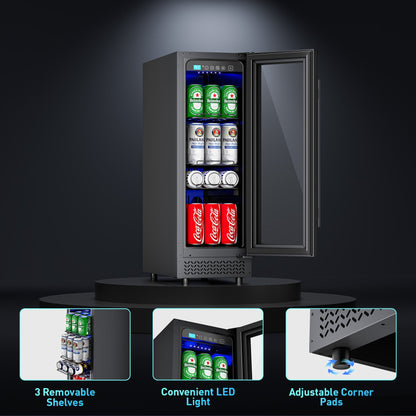 50 Can Beverage Refrigerator Cooler for Cubicle under Desk/Counter Office Camping, 2 Cu.Ft Mini Fridge Beverage Cooler with Glass Door for Water Juices Cola Bottles