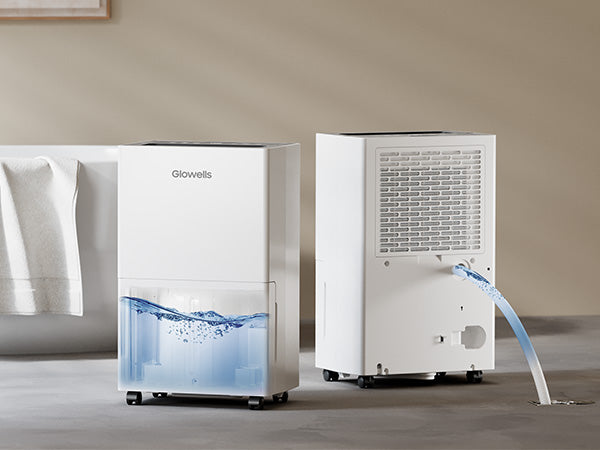 Glowells 52 Pints Portable Dehumidifier for Basements and Homes with Drain Hose, Covers up to 4500 Sq Ft, Removes up to 50 Pints of Moisture per Day (95°F, 95% RH)