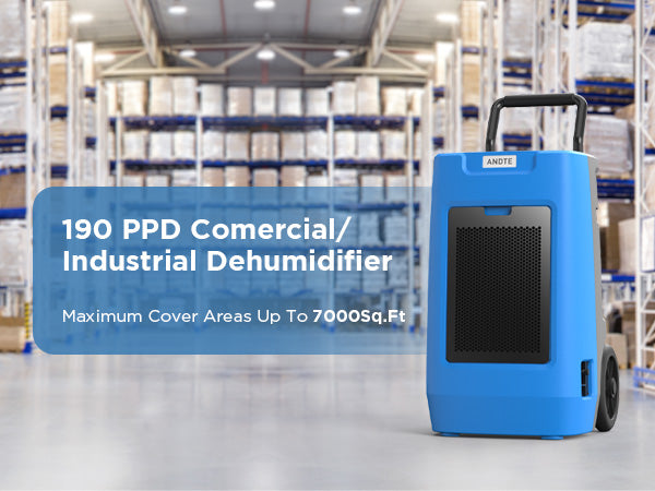 ANDTE 190 Pints Commercial Dehumidifier with Pump, Industrial Dehumidifier for Basements, Covers up to 6500 Sq.ft