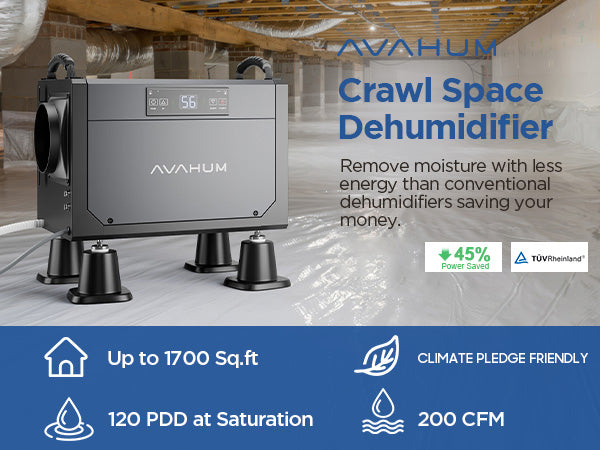 AVAHUM 120 Pints Crawl Space Dehumidifier for Basement, Commercial Dehumidifier with Drainage Hose, Coverage Area 3500 Sq.ft