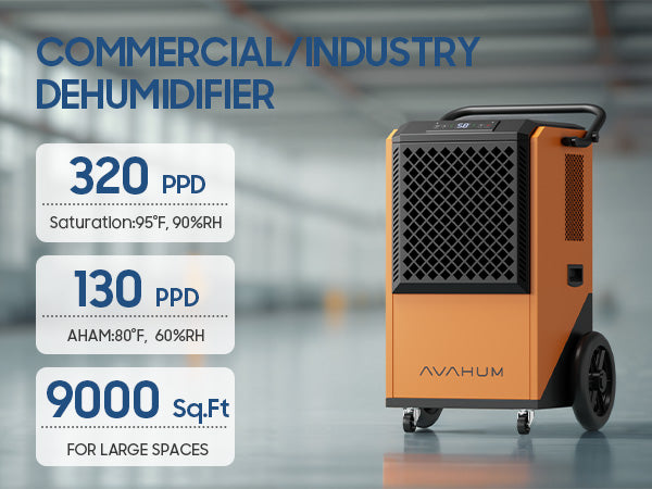 AVAHUM Commercial Dehumidifier for Basements,305 Pint, 9000 sqft Large Spaces,38 Gallon/Day.Commercial Grade Dehumidifiers for Industrial,24H Timer,Continuous Dehumidification,Auto defrost.