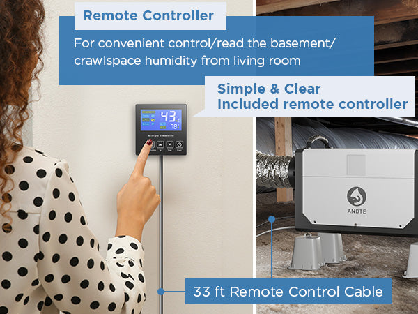 ANDTE 145 Pints Crawl Space Dehumidifier for Basement, Commercial Dehumidifier with Drainage Hose,