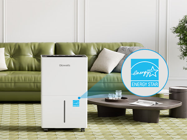 Glowells 52 Pints Portable Dehumidifier for Basements and Homes with Drain Hose, Covers up to 4500 Sq Ft, Removes up to 50 Pints of Moisture per Day (95°F, 95% RH)
