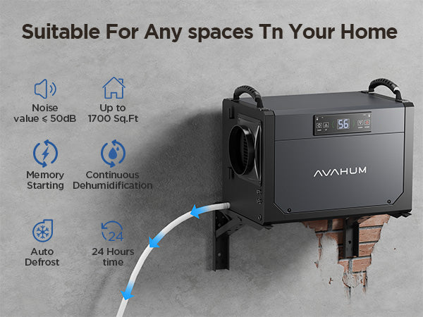 AVAHUM 120 Pints Crawl Space Dehumidifier for Basement, Commercial Dehumidifier with Drainage Hose, Coverage Area 3500 Sq.ft